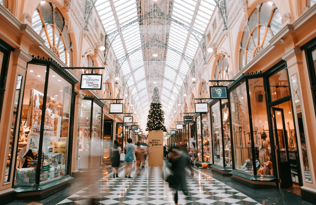 Shopping for gifts at the mall