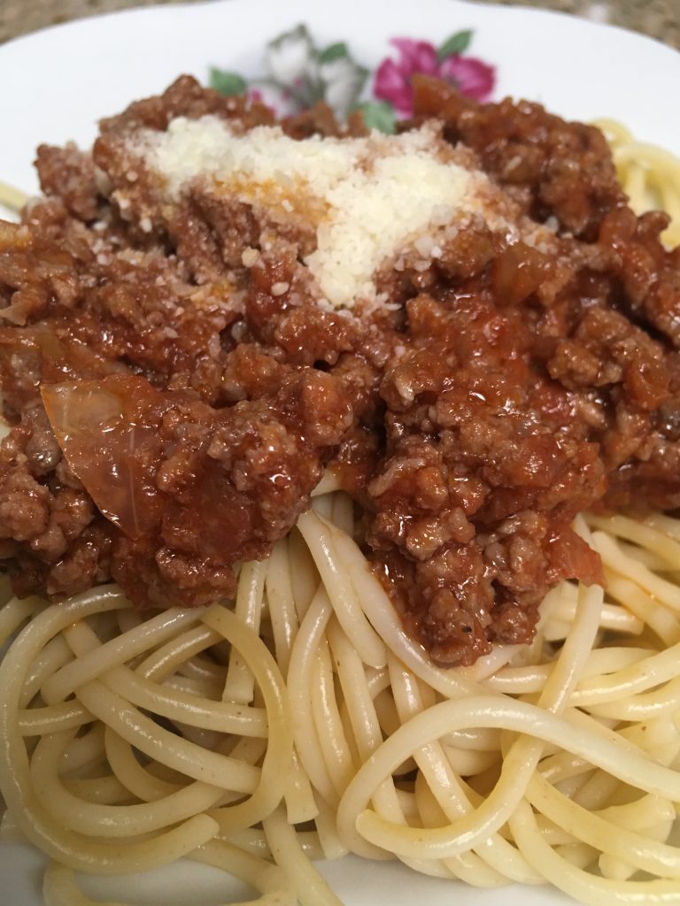 pasta and meat sauce